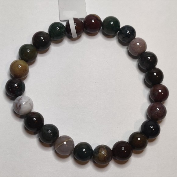 FANCY JASPER STRETCHY ROUND 8mm BRACELET NATURAL STONE w/ FREE FELT POUCH-B810 - Picture 4 of 14